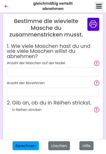 Maschen berechnen mit JustKnit Maschen berechnen mit JustKnit