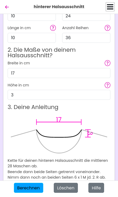 Maschen berechnen mit JustKnit Maschen berechnen mit JustKnit